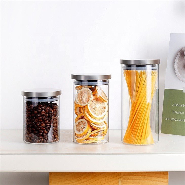 Round Storage Jar with Stainless Steel Lids