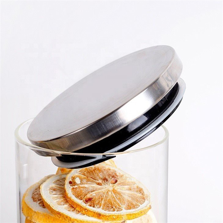 Round Storage Jar with Stainless Steel Lids