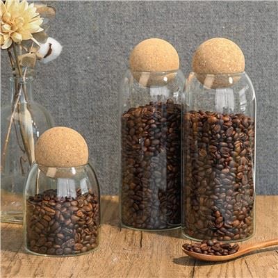 1000ml/34Oz Glass Food Storage Canister With Cork Lid