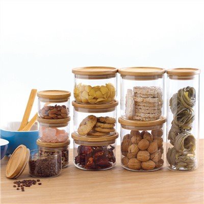 Round Storage Jar with Stackable Lids