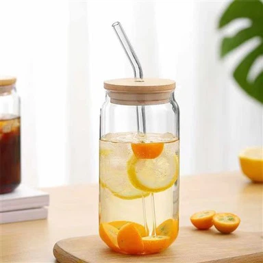 Glass Bottle With Glass Straw