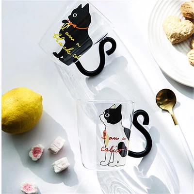 Glass Mug With Kitten Decal