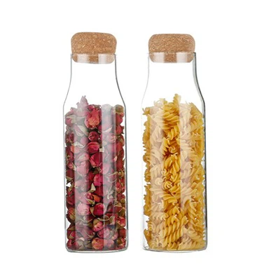 Shape Glass Storage Jar With Corklid