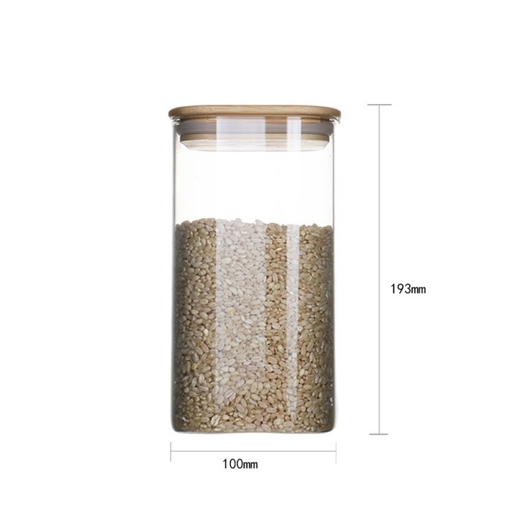 Moistureproof Borosilicate Food Glass Jar Storage WIth Bamboo Lid