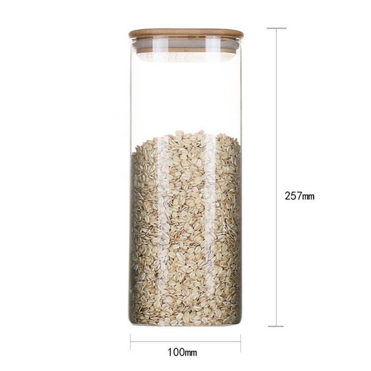 Moistureproof Borosilicate Food Glass Jar Storage WIth Bamboo Lid