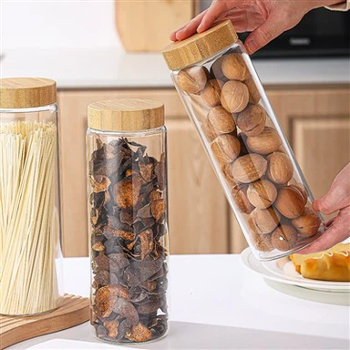 High Borosilicate Round Glass Glass Storage Jars 3pcs in 1set